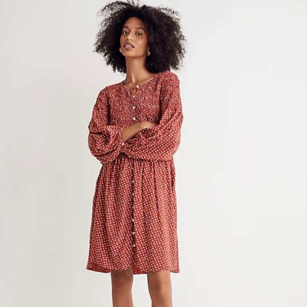 Madewell NWT Challis Button-Front Mini Dress in Tiny Daisy